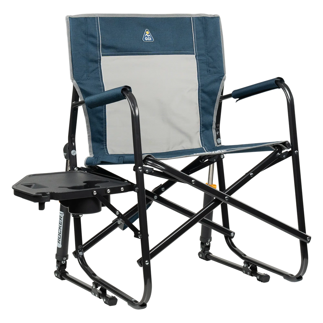 Heavy-Duty Freestyle Freestyle Rocker with Side Table - Choice 853 - Heavy-Duty Kickback Rocker with Beverage Holder - Heathered Indigo