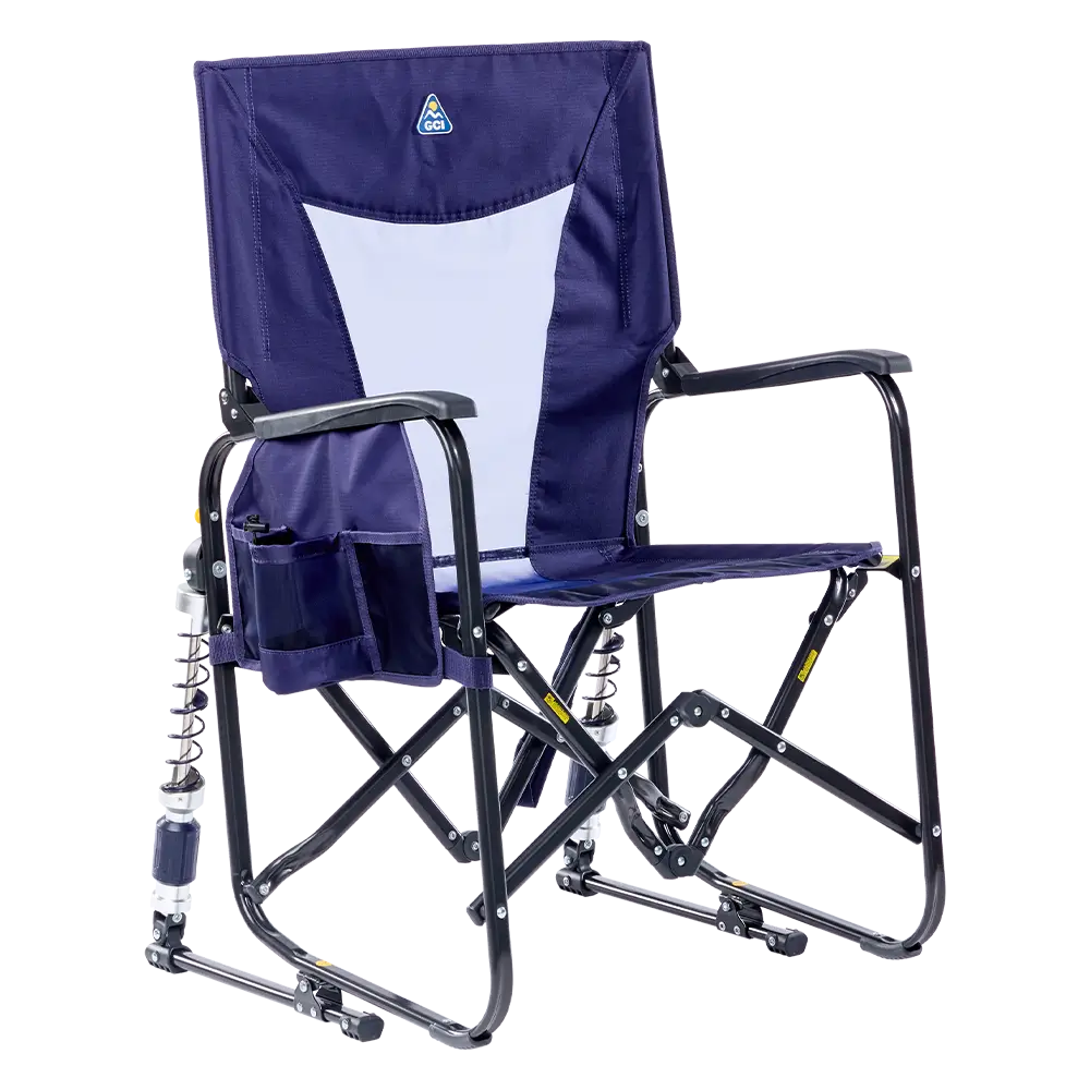 Luxury Camp Adjustable Rocker - Choice 573 - RoadTrip Rocker Smooth Motion Camp Chair - Rich Blue