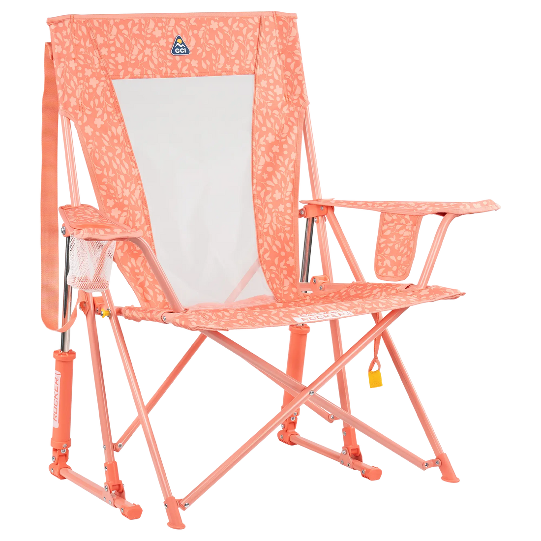 Heavy-Duty Freestyle Comfort Pro Rocker - Choice 375 - RoadTrip Rocker Smooth Motion Camp Chair - Coral Garden