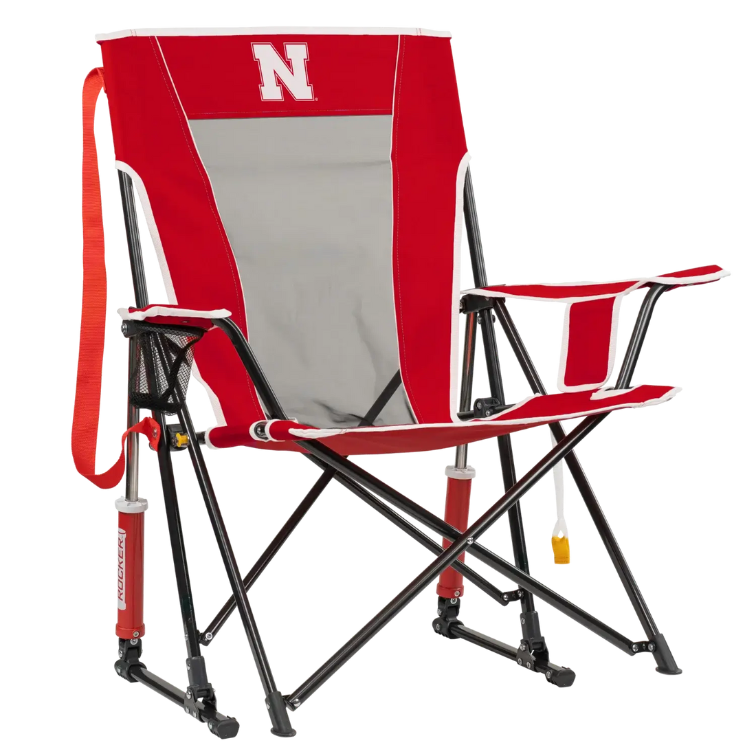 Premium All-Weather College Comfort Pro Rocker - Nebraska Cornhuskers - Choice 161 - Heavy-Duty Kickback Rocker with Beverage Holder - Default Title