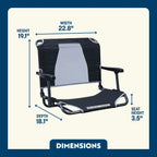 Compact Cushion Big Comfort Stadium Chair with Armrests - Choice 465 - Lightweight Folding Bleacher Chair with Cushioning Detail