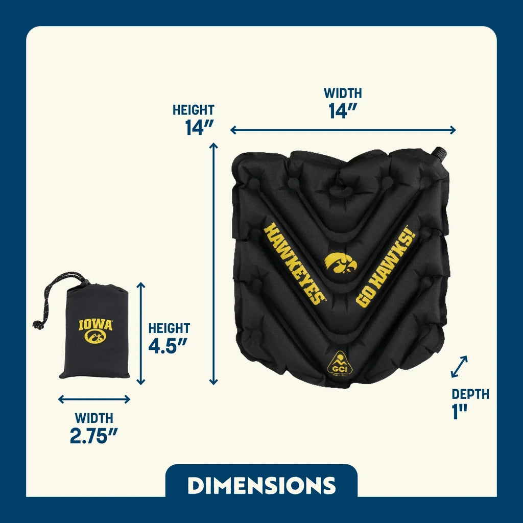 Bleacher-Friendly College V Seat Inflatable Stadium Cushion - Iowa Hawkeyes - Choice 157 - Lightweight Folding Bleacher Chair with Cushioning Detail