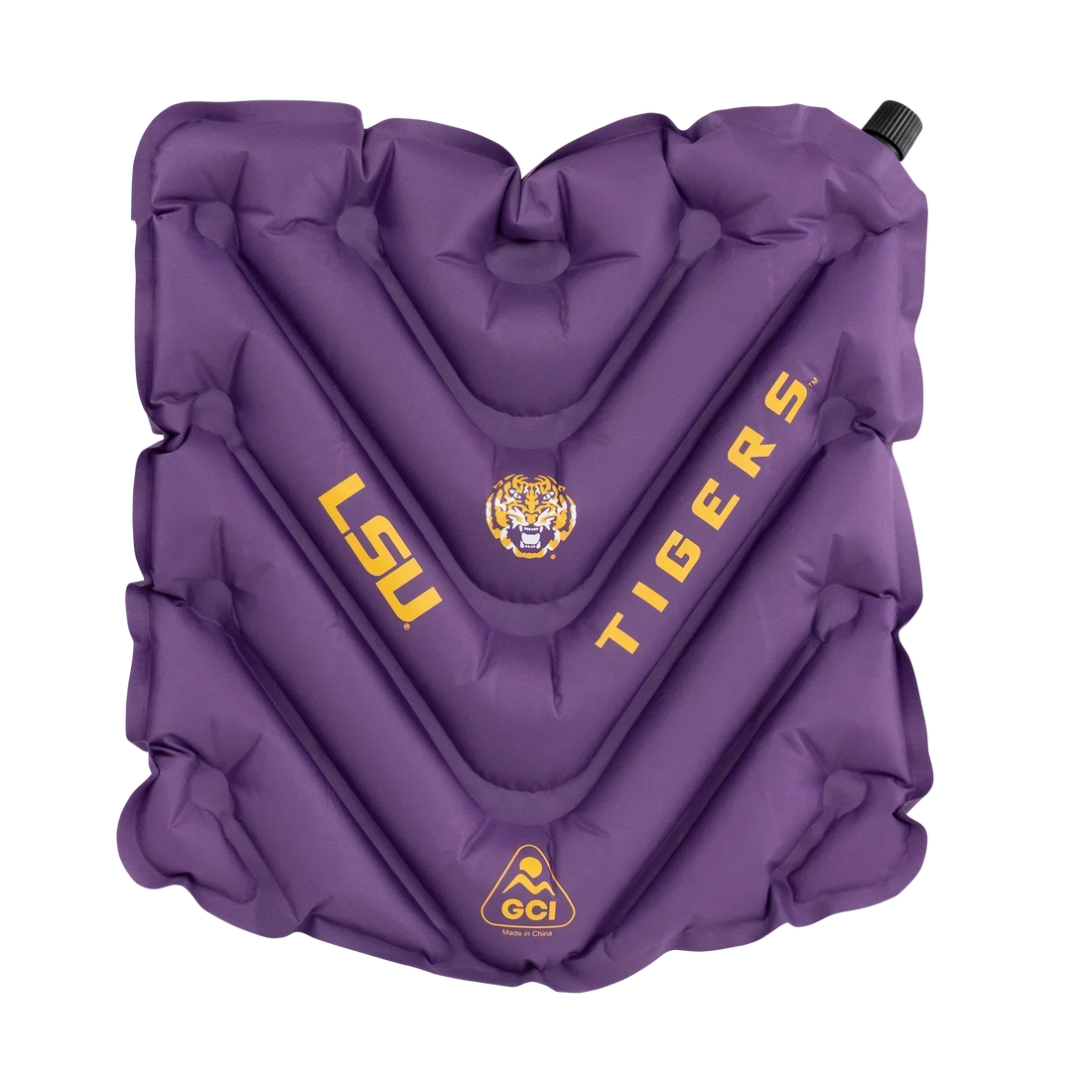 Bleacher-Friendly College V Seat Inflatable Stadium Cushion - LSU Tigers - Choice 762 - Grandstand Cushion Seat with Secure Under-Bench Hooks - Default Title
