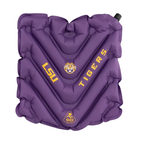 Bleacher-Friendly College V Seat Inflatable Stadium Cushion - LSU Tigers - Choice 762 - Grandstand Cushion Seat with Secure Under-Bench Hooks - Default Title