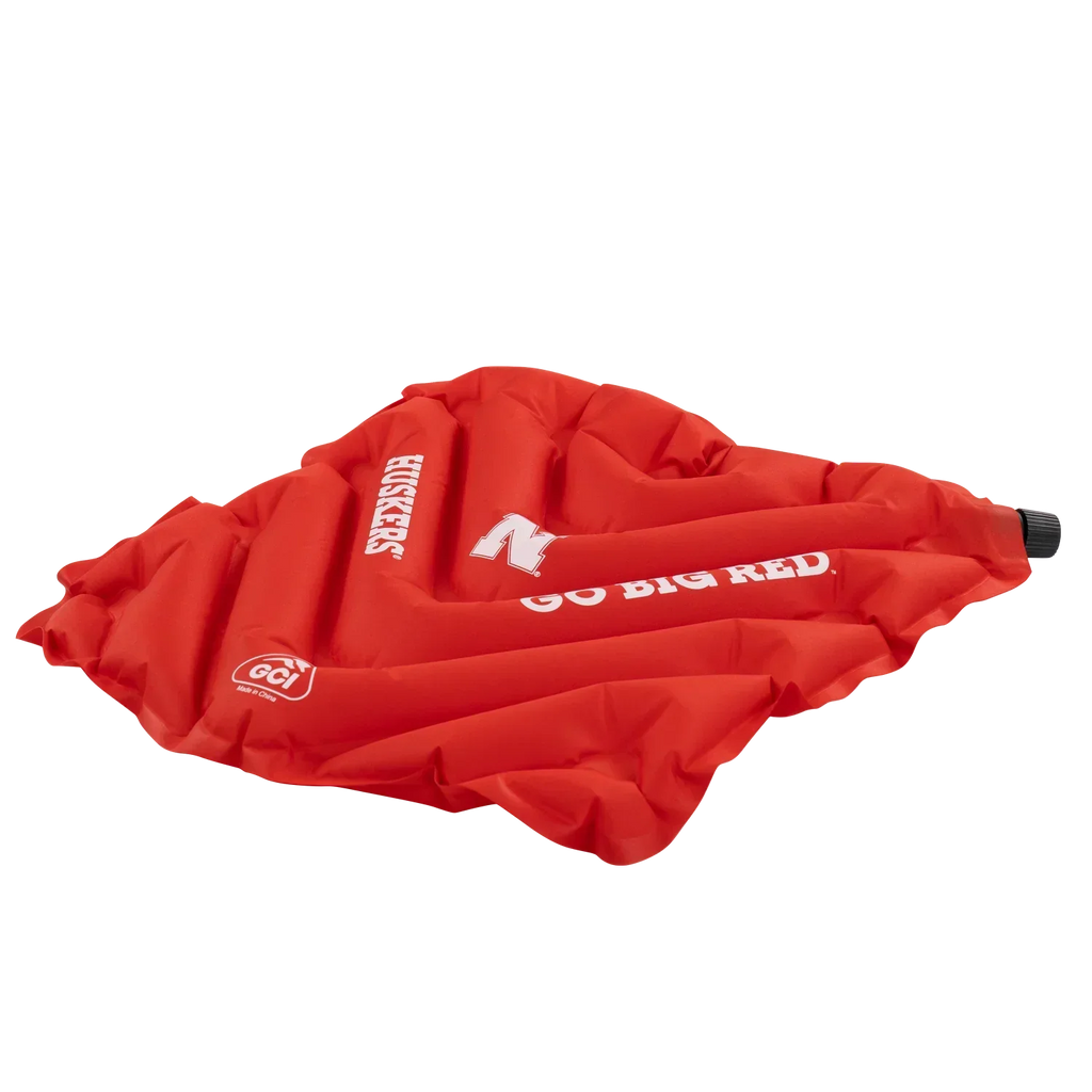 Compact Cushion College V Seat Inflatable Stadium Cushion - Nebraska Cornhuskers - Choice 277 - Grandstand Cushion Seat with Secure Under-Bench Hooks Detail
