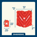 Compact Cushion College V Seat Inflatable Stadium Cushion - Nebraska Cornhuskers - Choice 277 - Grandstand Cushion Seat with Secure Under-Bench Hooks Detail