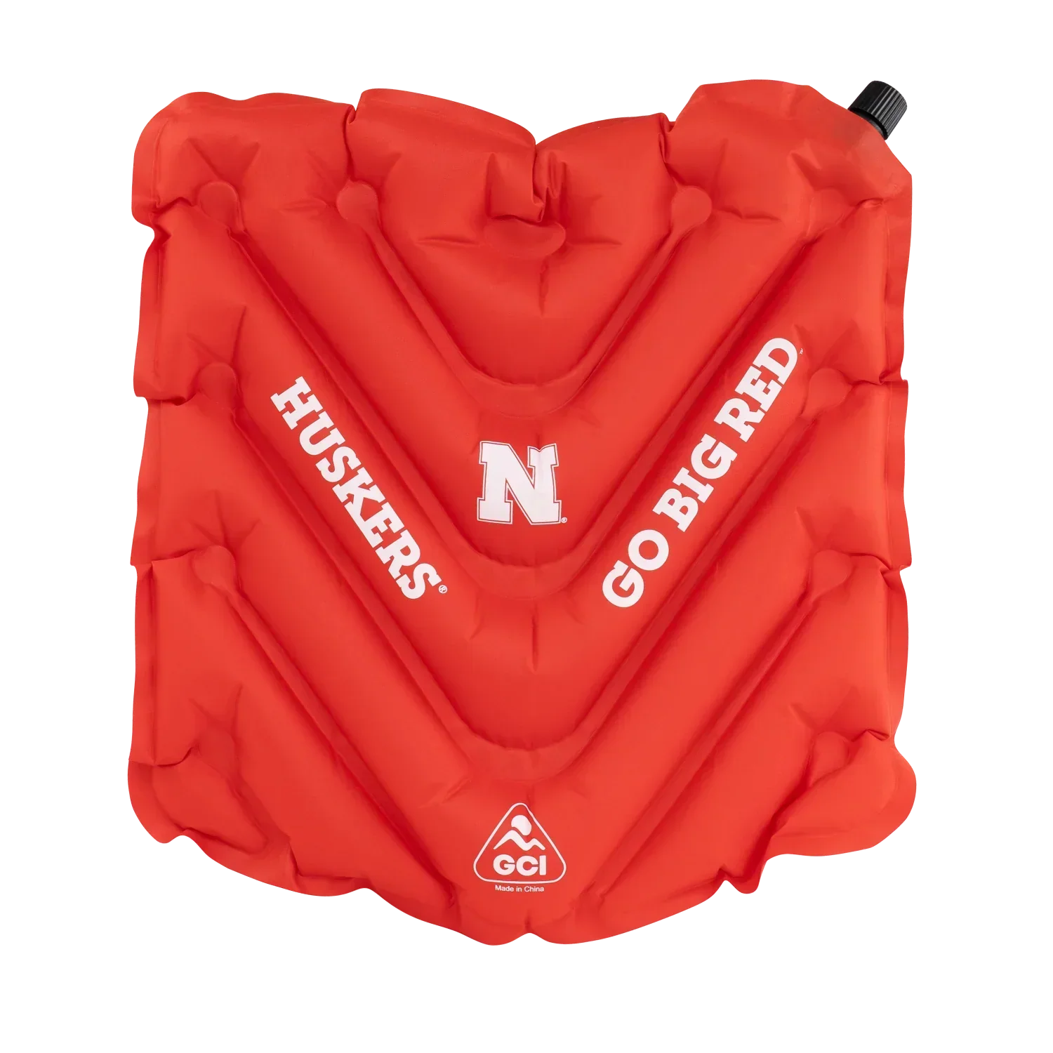 Compact Cushion College V Seat Inflatable Stadium Cushion - Nebraska Cornhuskers - Choice 277 - Grandstand Cushion Seat with Secure Under-Bench Hooks - Default Title