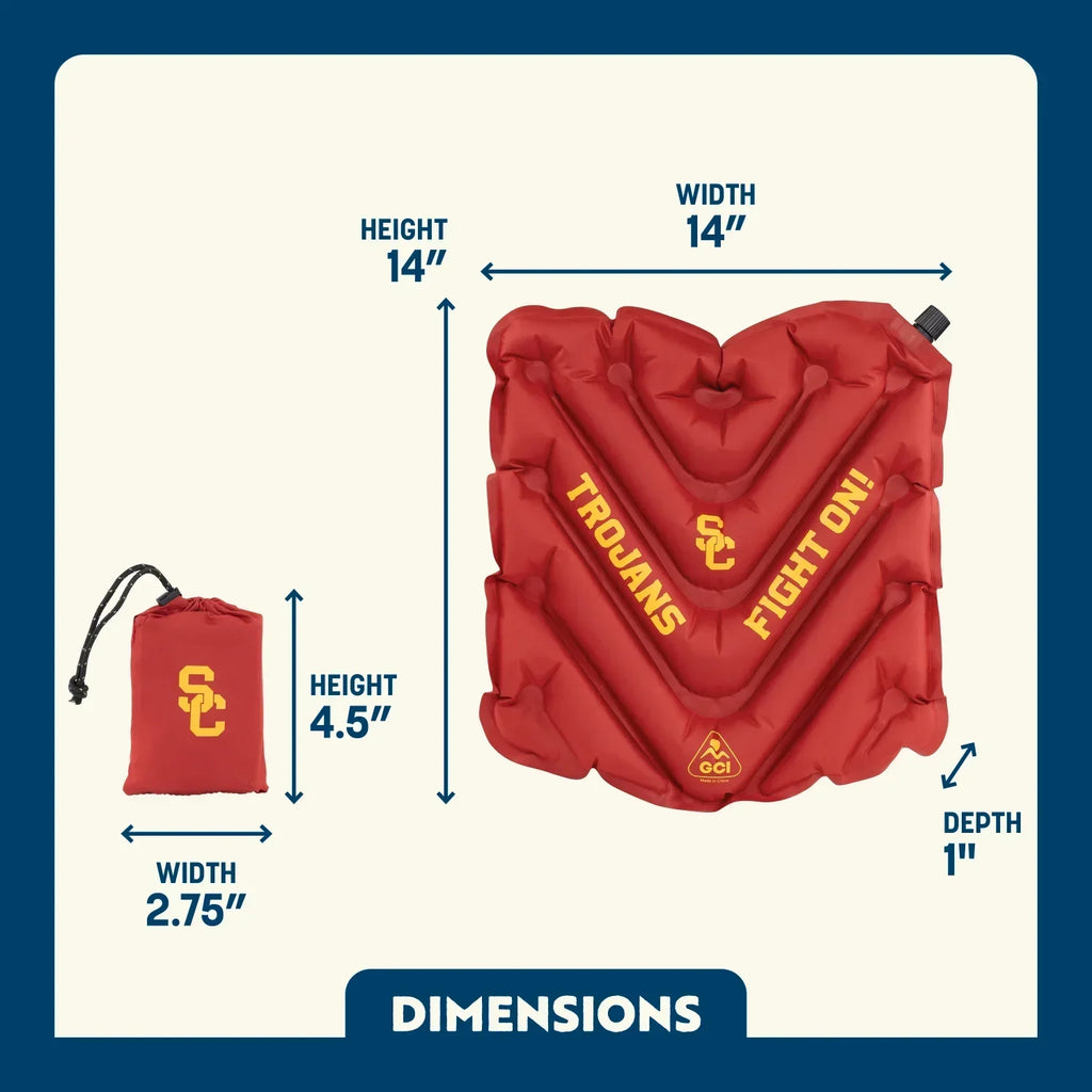 Ergonomic Back-Support College V Seat Inflatable Stadium Cushion - USC Trojans - Choice 523 - Bleacher-Friendly Stadium Chair with Back Support Detail
