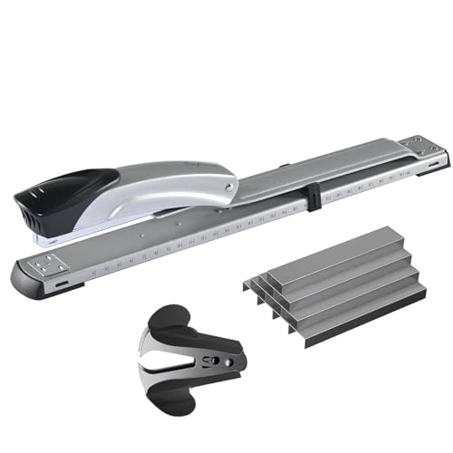 Minimalist Long Reach Stapler,with 2000 Staples & Stapler Remover Full Strip，20-25 Set