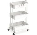 Smart Home Simple Houseware 3-Tier Heavy Duty Metal Utility Rolling Cart, White Essentials