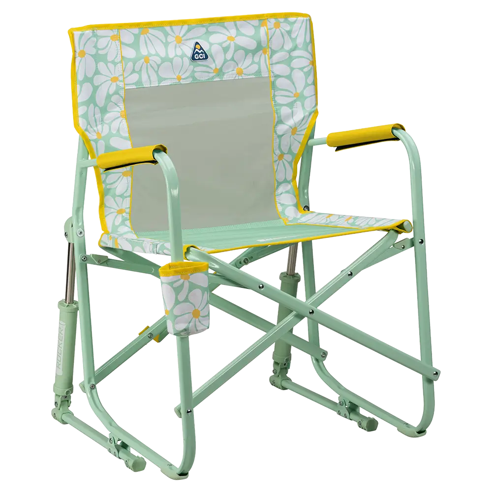 Luxury Camp Freestyle Rocker - Choice 711 - Freestyle Rocker Portable Outdoor Folding Chair - Green/Yellow