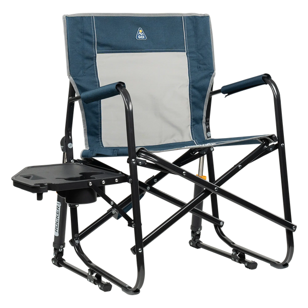 Heavy-Duty Freestyle Freestyle Rocker with Side Table - Choice 853 - Heavy-Duty Kickback Rocker with Beverage Holder - Heathered Indigo