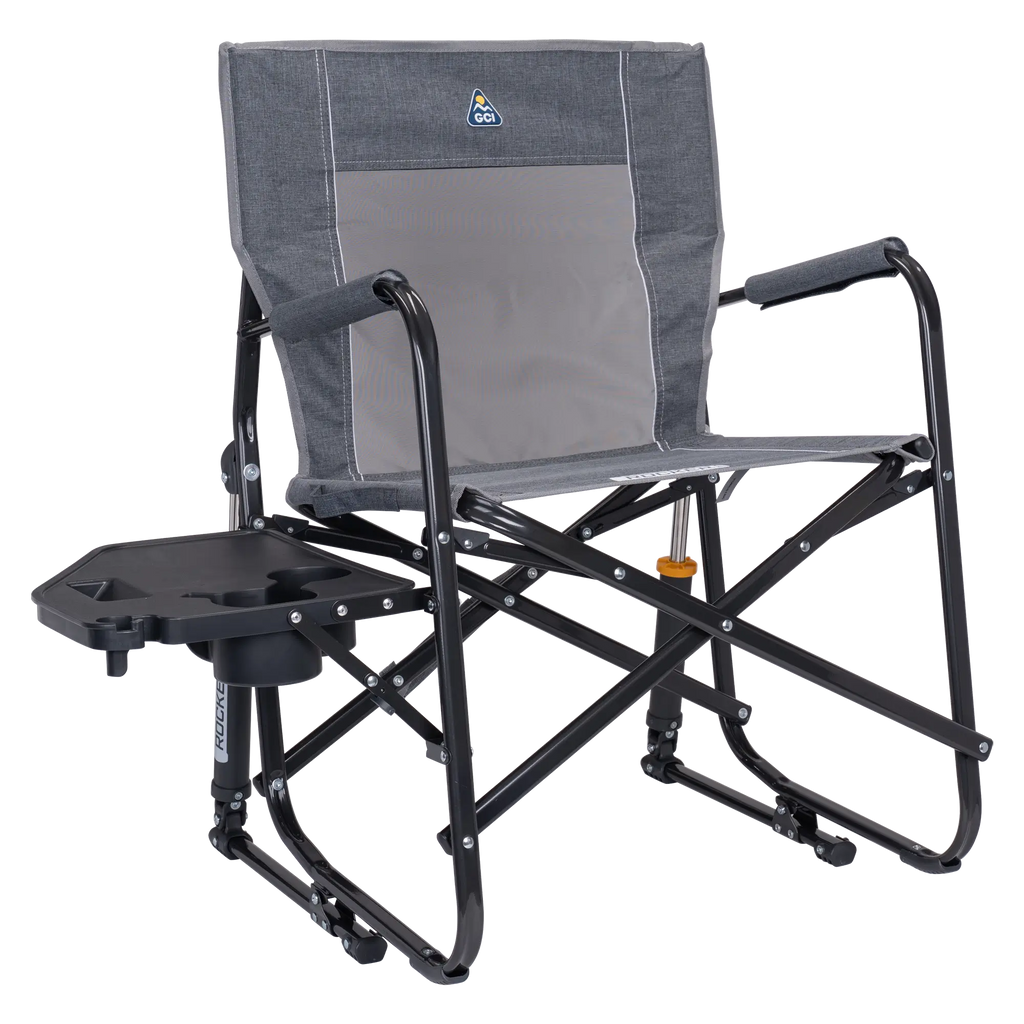 Heavy-Duty Freestyle Freestyle Rocker with Side Table - Choice 853 - Heavy-Duty Kickback Rocker with Beverage Holder - Heathered Pewter