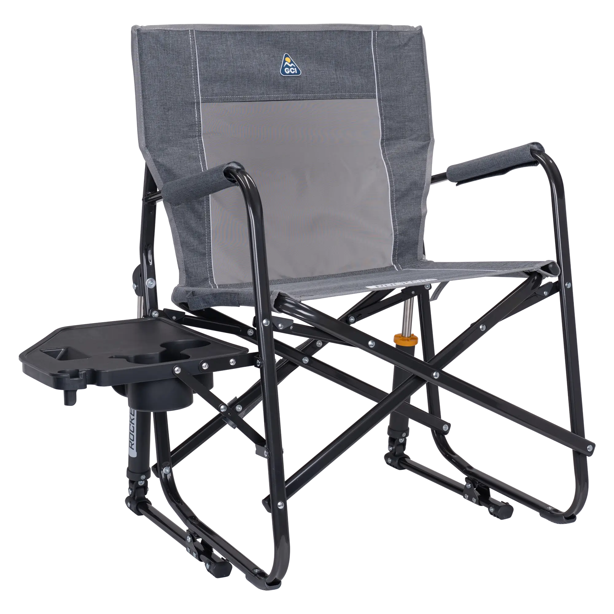 Heavy-Duty Freestyle Freestyle Rocker with Side Table - Choice 853 - Heavy-Duty Kickback Rocker with Beverage Holder - Heathered Pewter