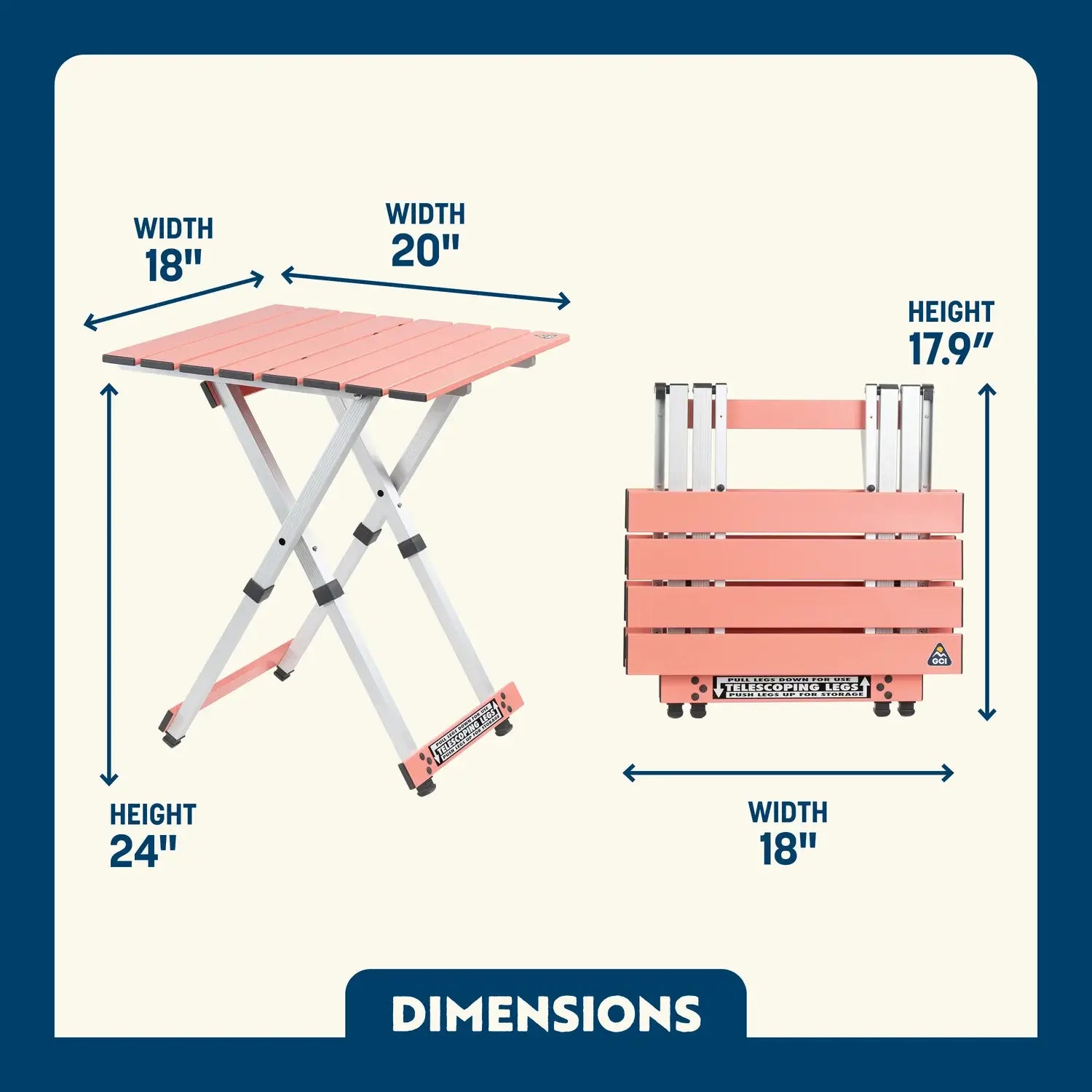 Slim-Fold Compact Camp Table 20 - Choice 513 - Master Outdoor Kitchen Station for Tailgating & BBQ Detail