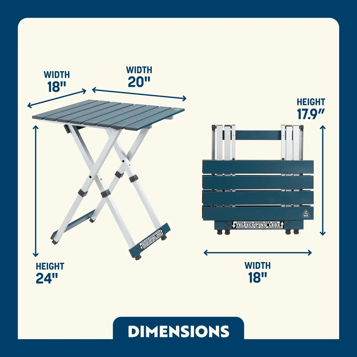 Slim-Fold Compact Camp Table 20 - Choice 513 - Master Outdoor Kitchen Station for Tailgating & BBQ Detail