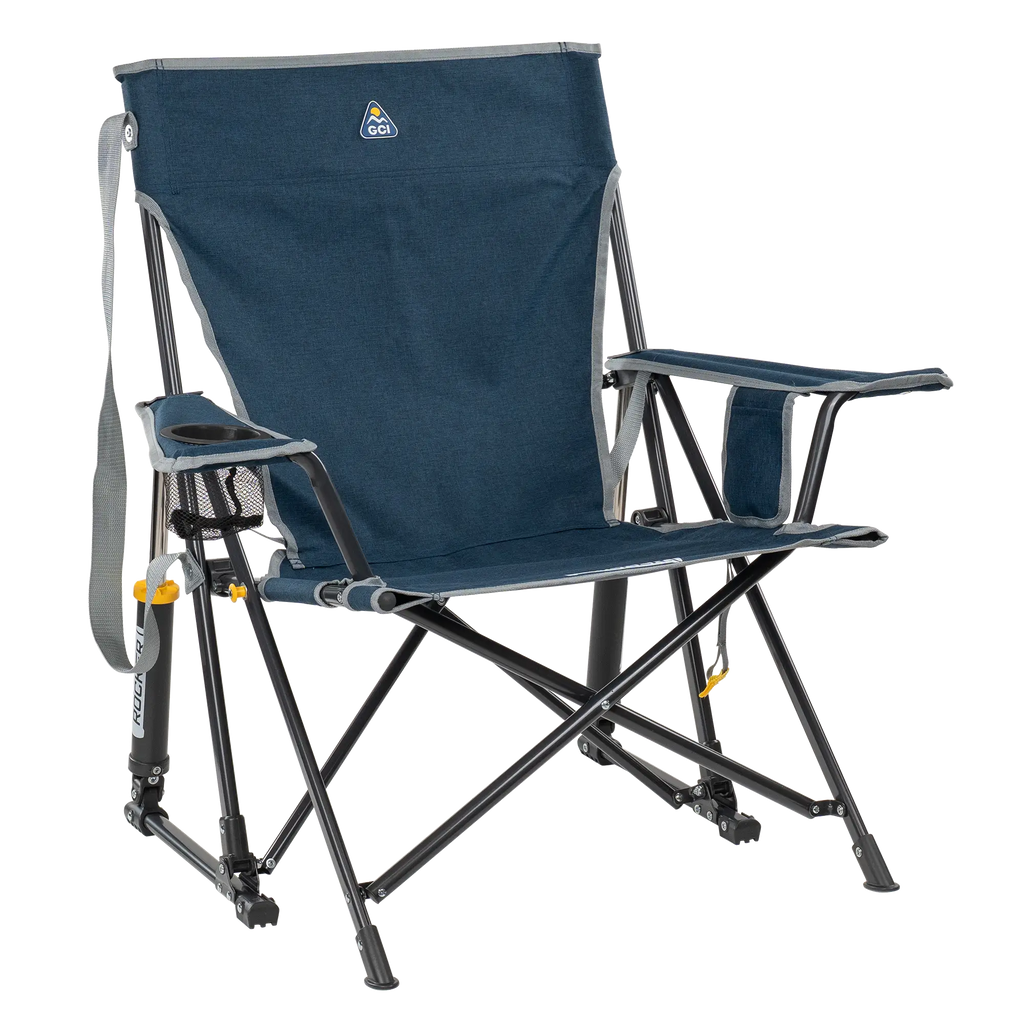 Heavy-Duty Freestyle Kickback Rocker - Choice 345 - RoadTrip Rocker Smooth Motion Camp Chair - Heathered Indigo