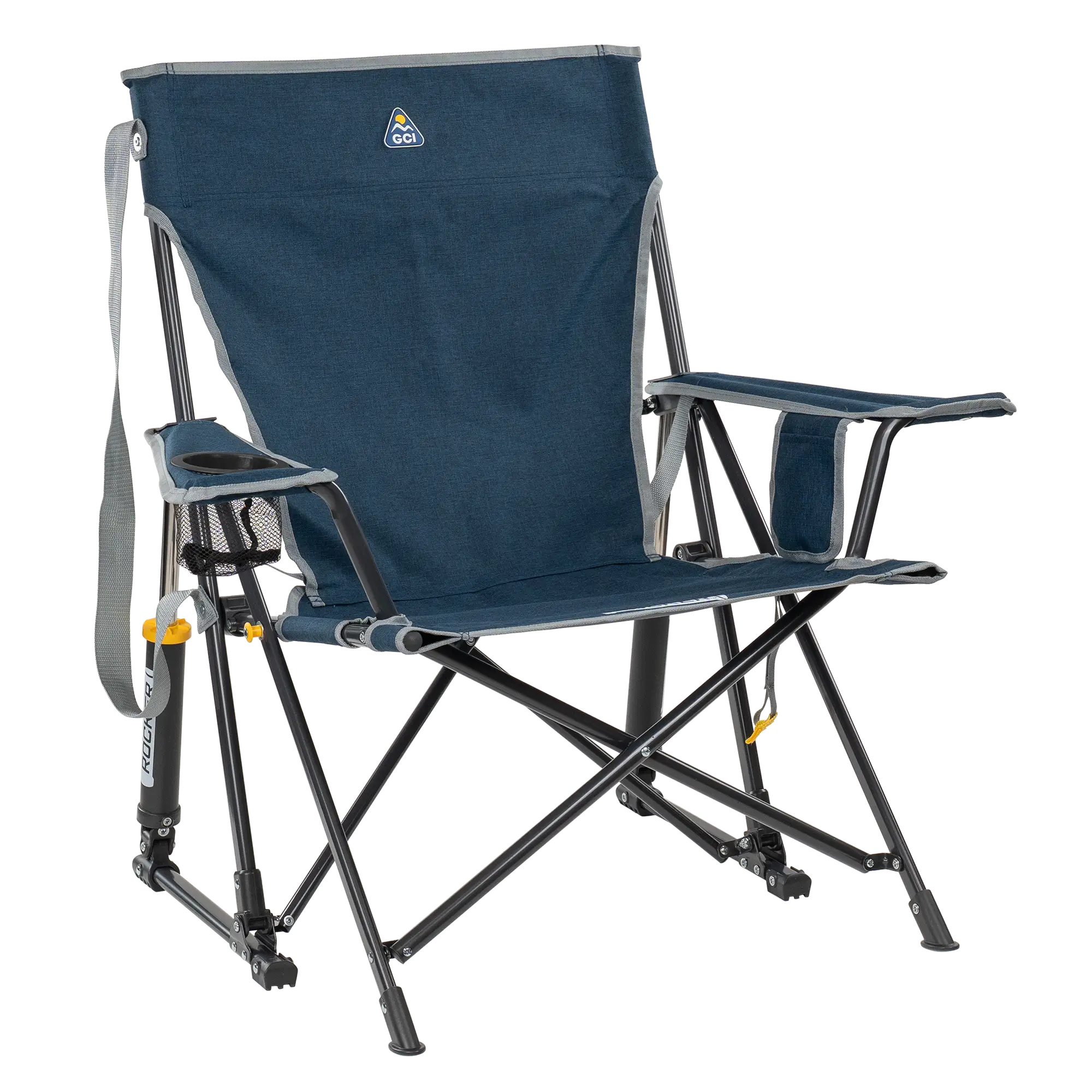 Heavy-Duty Freestyle Kickback Rocker - Choice 345 - RoadTrip Rocker Smooth Motion Camp Chair - Heathered Indigo