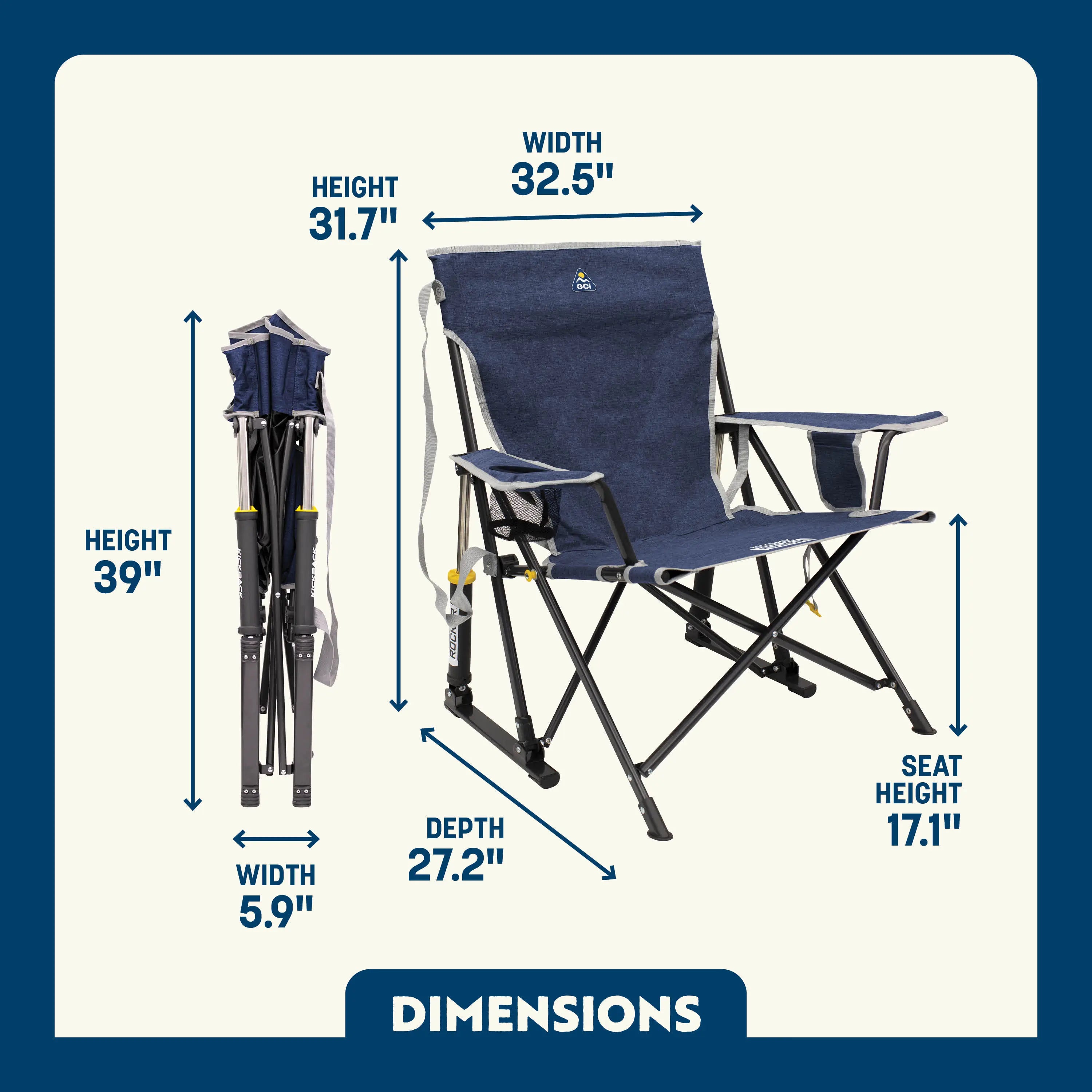 Heavy-Duty Freestyle Kickback Rocker - Choice 345 - RoadTrip Rocker Smooth Motion Camp Chair Detail