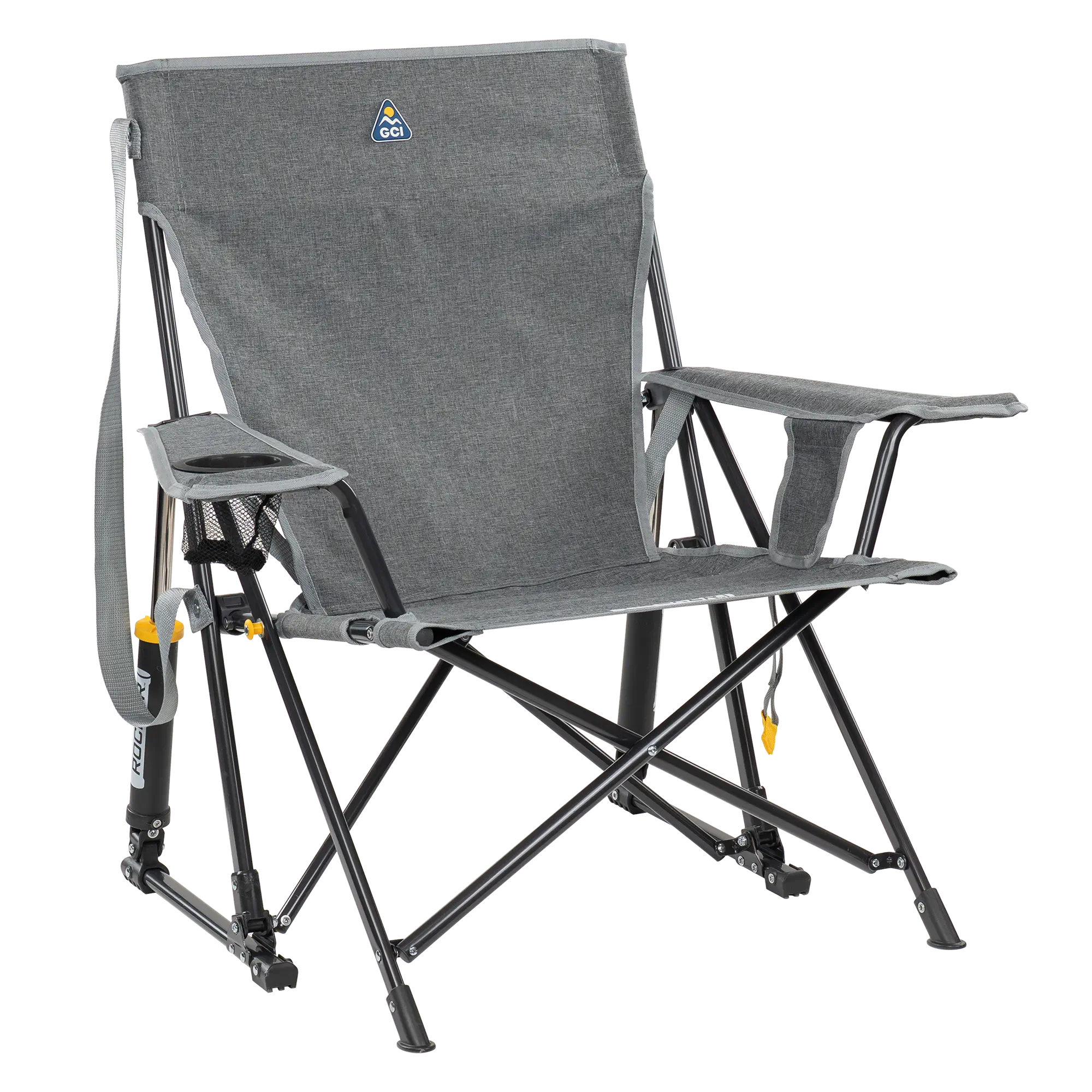 Heavy-Duty Freestyle Kickback Rocker - Choice 345 - RoadTrip Rocker Smooth Motion Camp Chair - Heathered Pewter