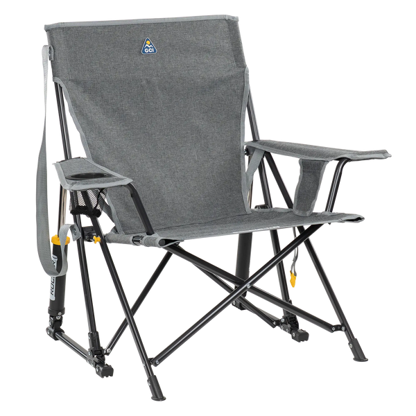 Heavy-Duty Freestyle Kickback Rocker - Choice 345 - RoadTrip Rocker Smooth Motion Camp Chair - Heathered Pewter