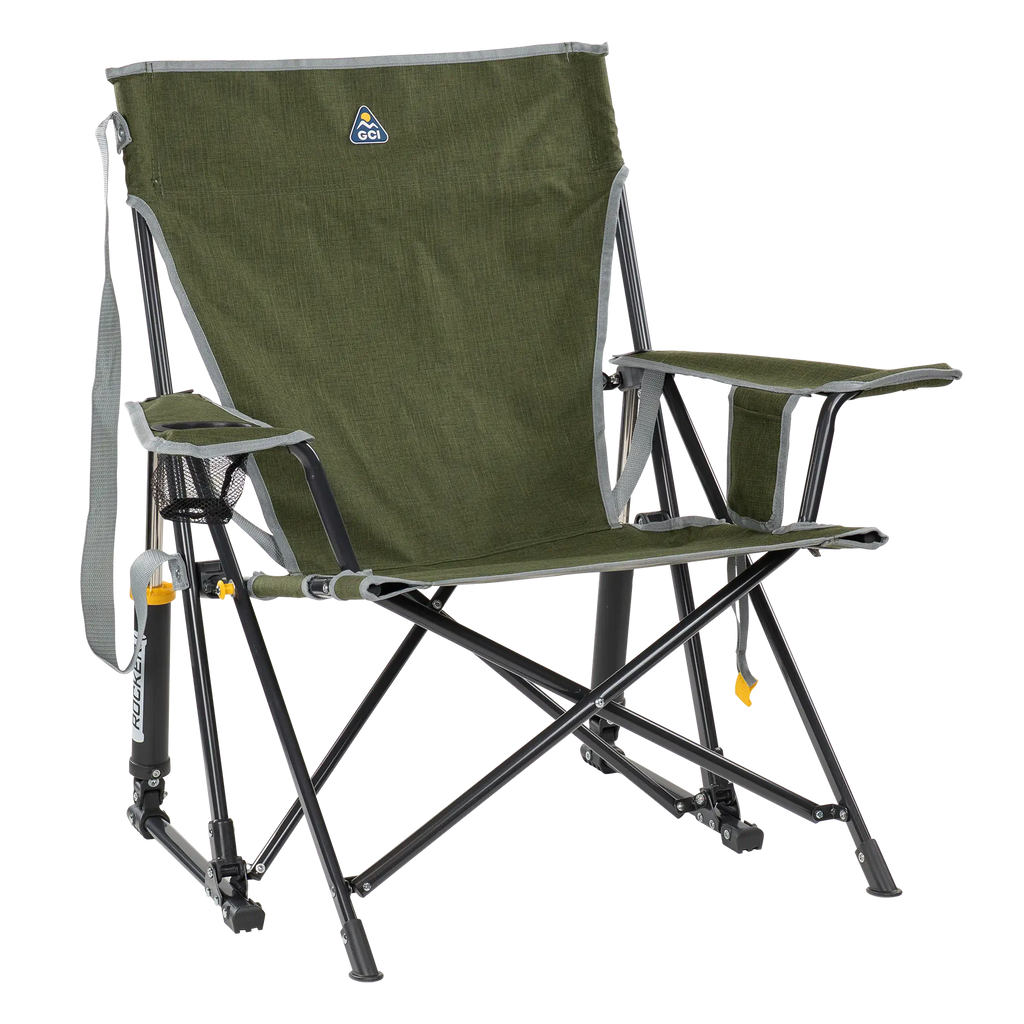 Heavy-Duty Freestyle Kickback Rocker - Choice 345 - RoadTrip Rocker Smooth Motion Camp Chair - Heathered Loden