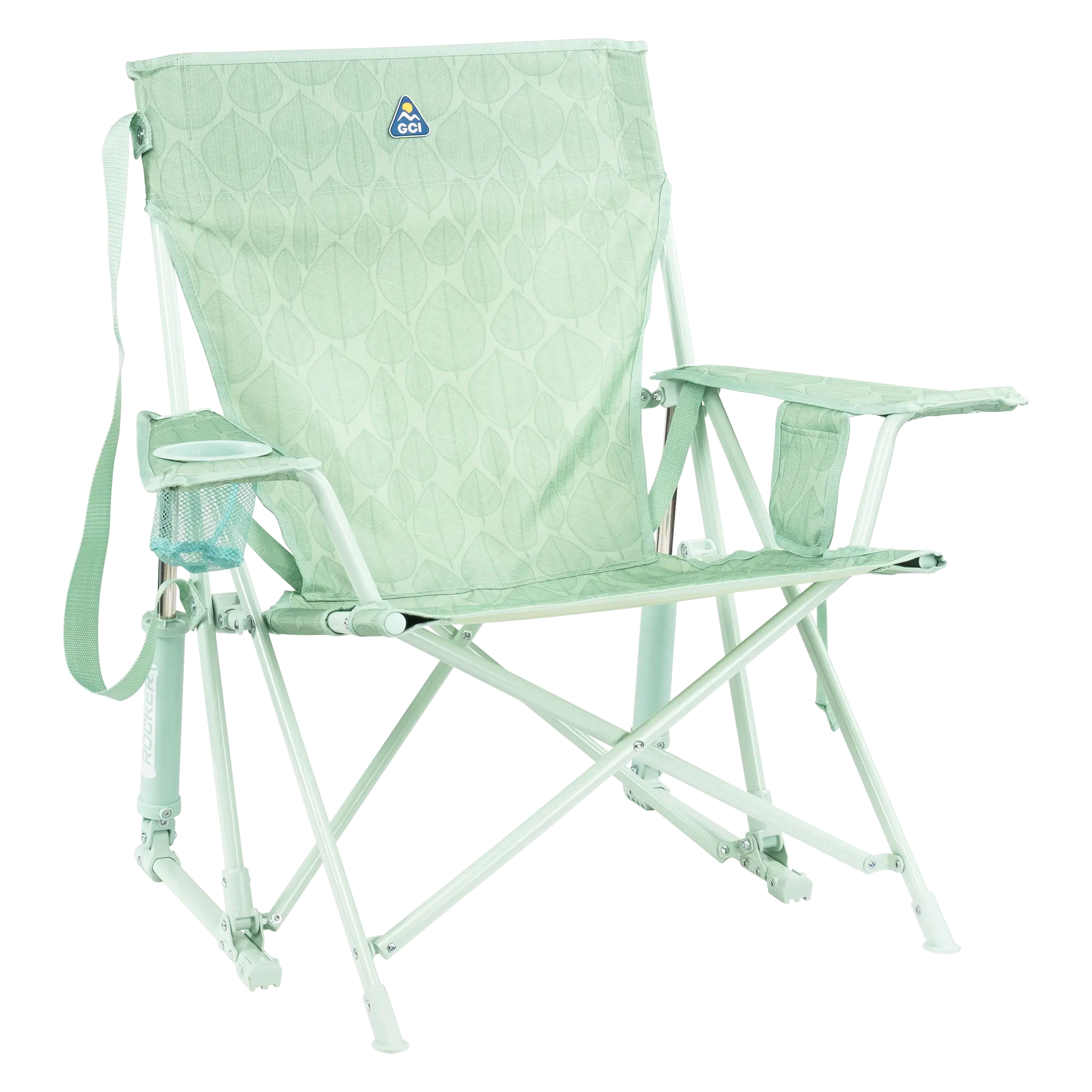 Heavy-Duty Freestyle Kickback Rocker - Choice 345 - RoadTrip Rocker Smooth Motion Camp Chair - Pastel Green Leaf