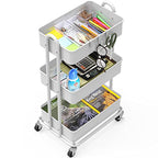 Smart Home Simple Houseware 3-Tier Heavy Duty Metal Utility Rolling Cart, White Essentials