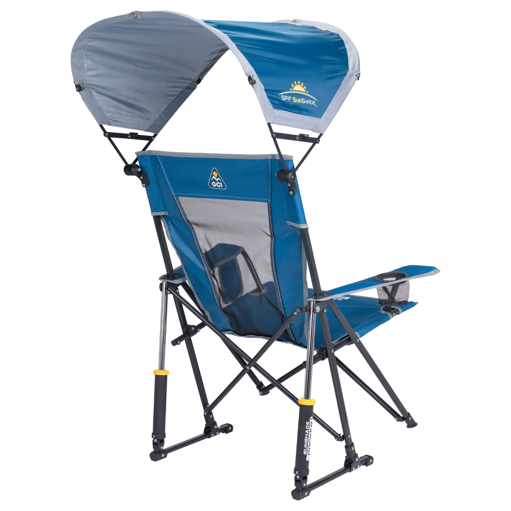 Luxury Camp SunShade Rocker - Choice 550 - Heavy-Duty Kickback Rocker with Beverage Holder Detail