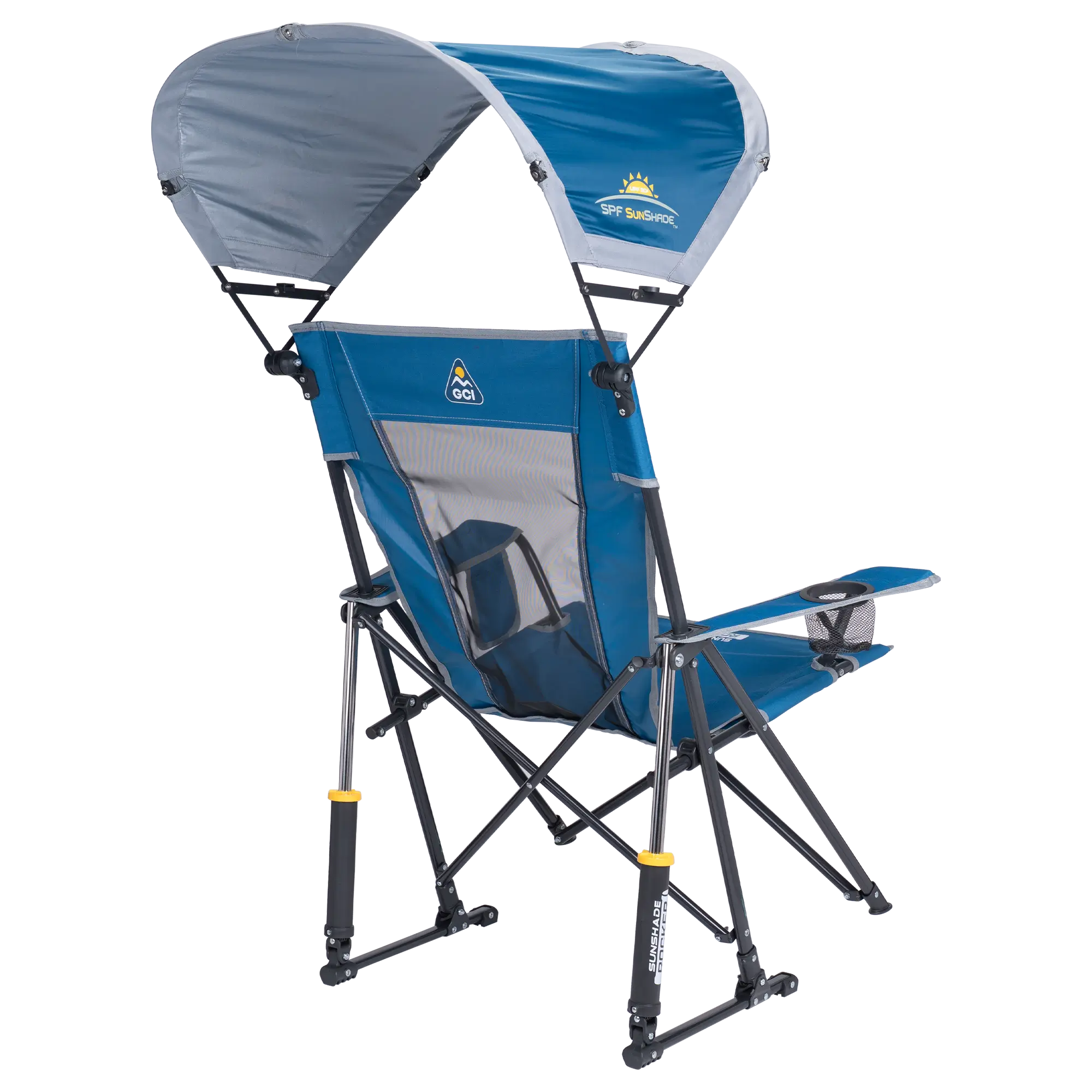 Luxury Camp SunShade Rocker - Choice 550 - Heavy-Duty Kickback Rocker with Beverage Holder Detail