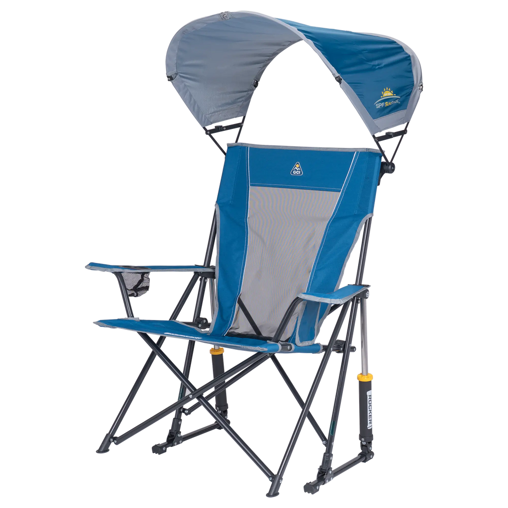 Luxury Camp SunShade Rocker - Choice 550 - Heavy-Duty Kickback Rocker with Beverage Holder Detail