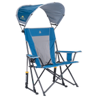 Luxury Camp SunShade Rocker - Choice 550 - Heavy-Duty Kickback Rocker with Beverage Holder - Neptune Blue