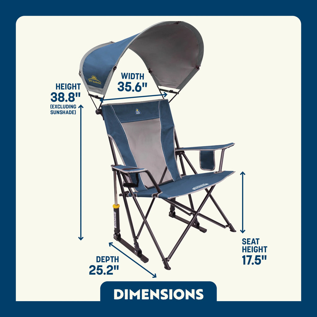 Luxury Camp SunShade Rocker - Choice 550 - Heavy-Duty Kickback Rocker with Beverage Holder Detail