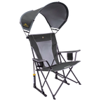 Luxury Camp SunShade Rocker - Choice 550 - Heavy-Duty Kickback Rocker with Beverage Holder - Pewter