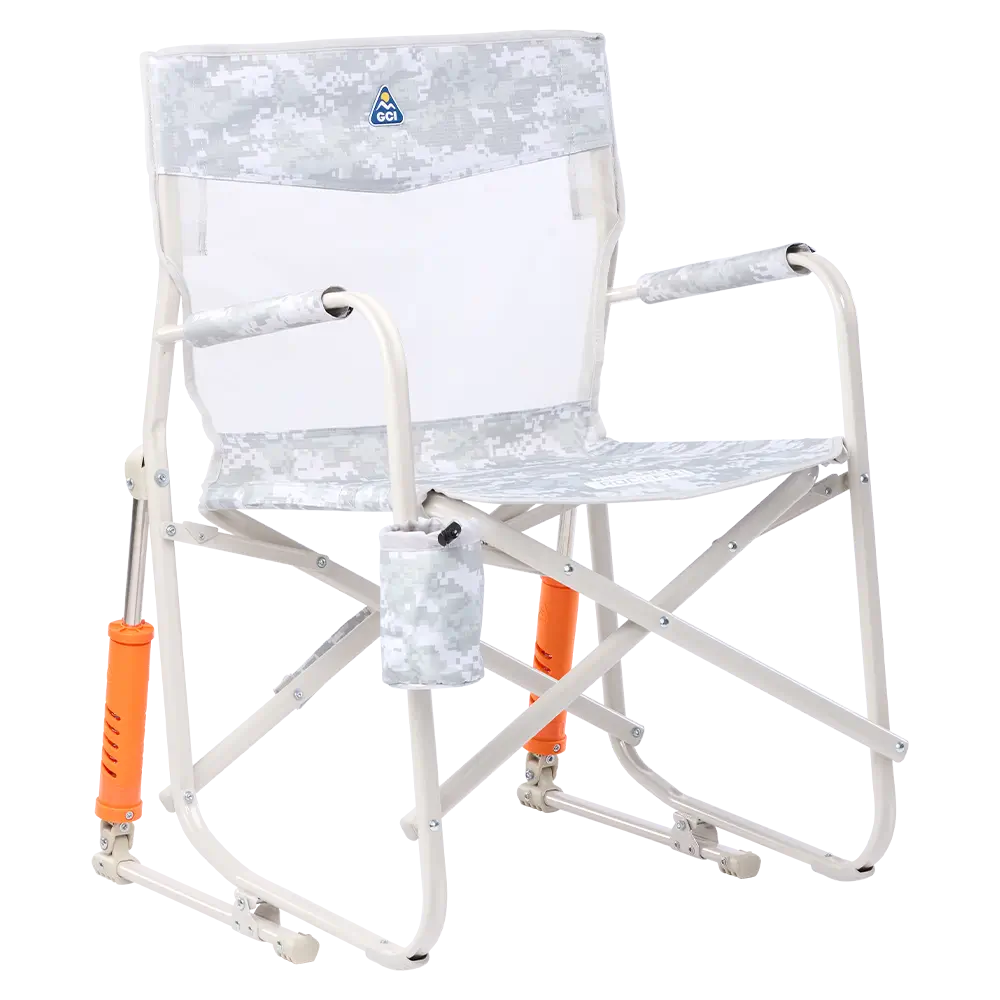 Patented Spring-Action Freestyle Rocker Elite - Choice 460 - RoadTrip Rocker Smooth Motion Camp Chair - Snow Camo