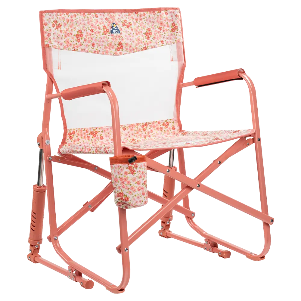Patented Spring-Action Freestyle Rocker Elite - Choice 460 - RoadTrip Rocker Smooth Motion Camp Chair - Pink Sundress