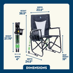 Luxury Camp Adjustable Rocker - Choice 573 - RoadTrip Rocker Smooth Motion Camp Chair Detail