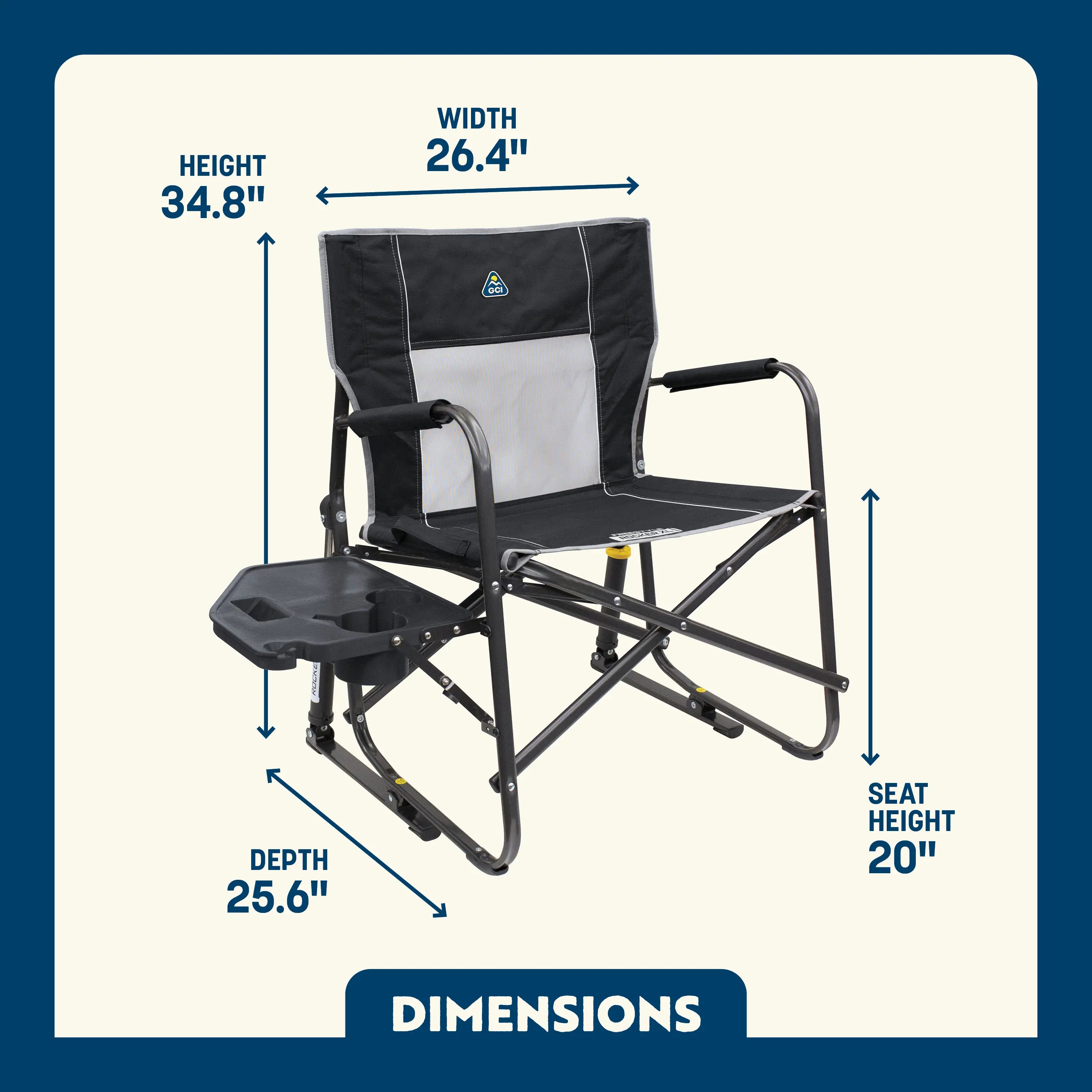 Luxury Camp Freestyle Rocker XL with Side Table - Choice 836 - RoadTrip Rocker Smooth Motion Camp Chair Detail