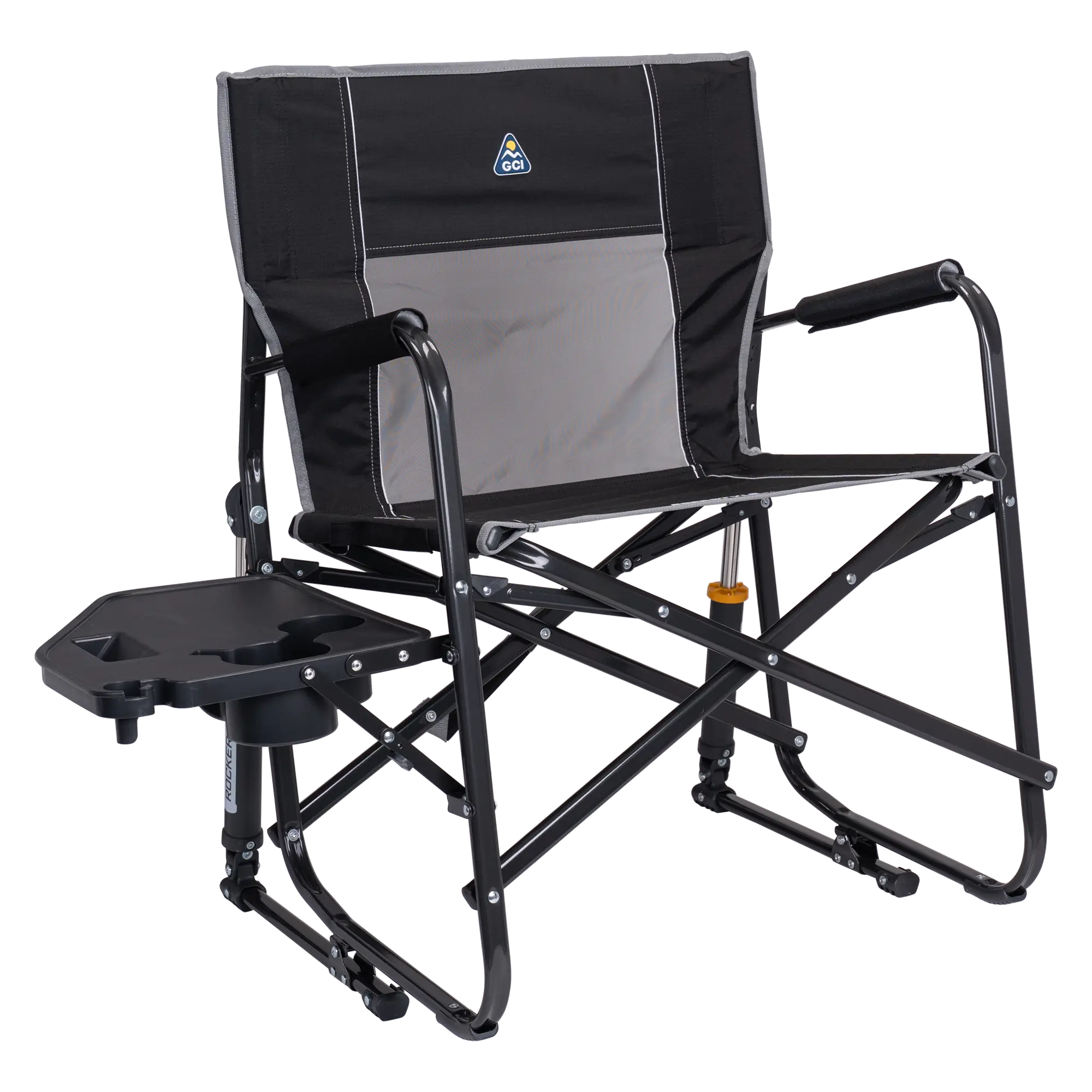Luxury Camp Freestyle Rocker XL with Side Table - Choice 836 - RoadTrip Rocker Smooth Motion Camp Chair - Black