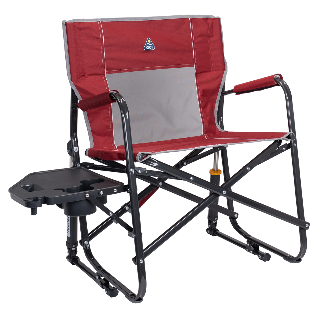 Luxury Camp Freestyle Rocker XL with Side Table - Choice 836 - RoadTrip Rocker Smooth Motion Camp Chair - Cinnamon