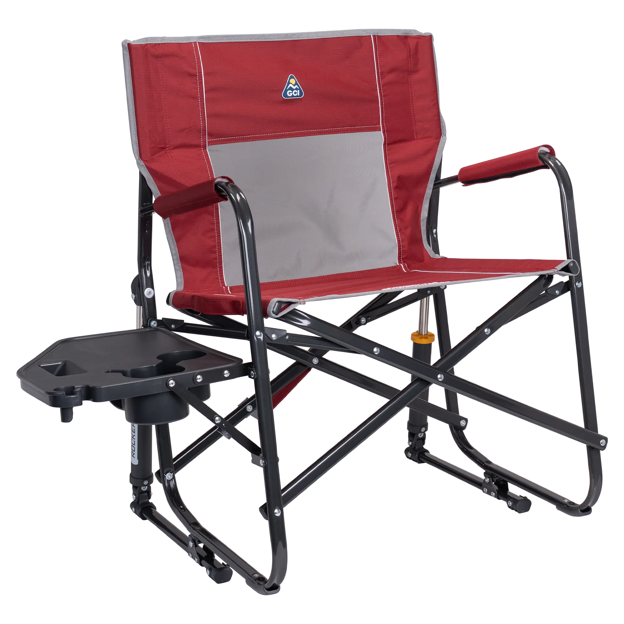 Luxury Camp Freestyle Rocker XL with Side Table - Choice 836 - RoadTrip Rocker Smooth Motion Camp Chair - Cinnamon