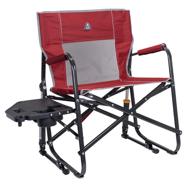 Luxury Camp Freestyle Rocker XL with Side Table - Choice 836 - RoadTrip Rocker Smooth Motion Camp Chair - Cinnamon