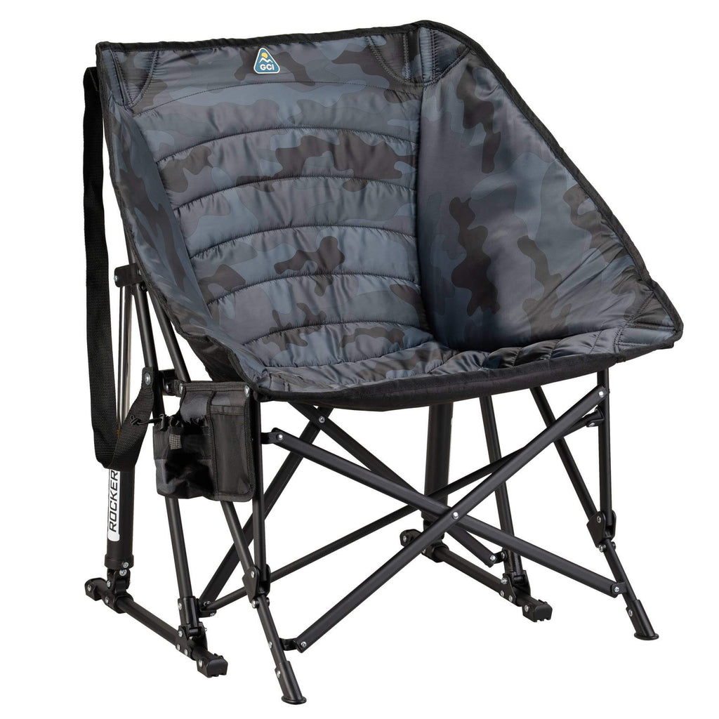 Luxury Camp Puff Rocker - Choice 731 - Patented Spring-Action Rocking Chair for Camping - Stealth Camo