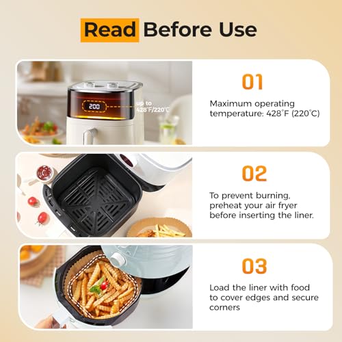 Eco-Friendly Air Fryer Paper Liners, 125Pcs Parchment Paper, Air Essentials