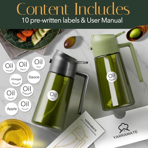 Classic YARRAMATE 16oz/470ml Light-Blocking Dark Oil Sprayer for Cooking, 2Kitchen oil tank.