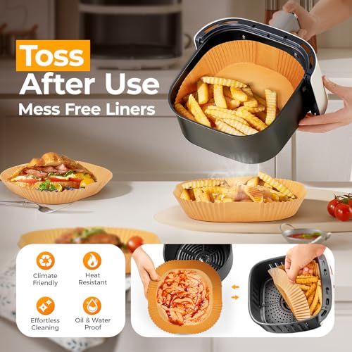 Eco-Friendly Air Fryer Paper Liners, 125Pcs Parchment Paper, Air Essentials