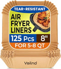 Eco-Friendly Air Fryer Paper Liners, 125Pcs Parchment Paper, Air Essentials