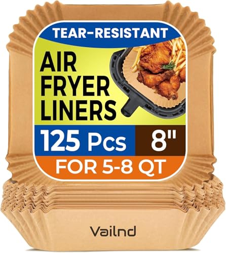 Eco-Friendly Air Fryer Paper Liners, 125Pcs Parchment Paper, Air Essentials