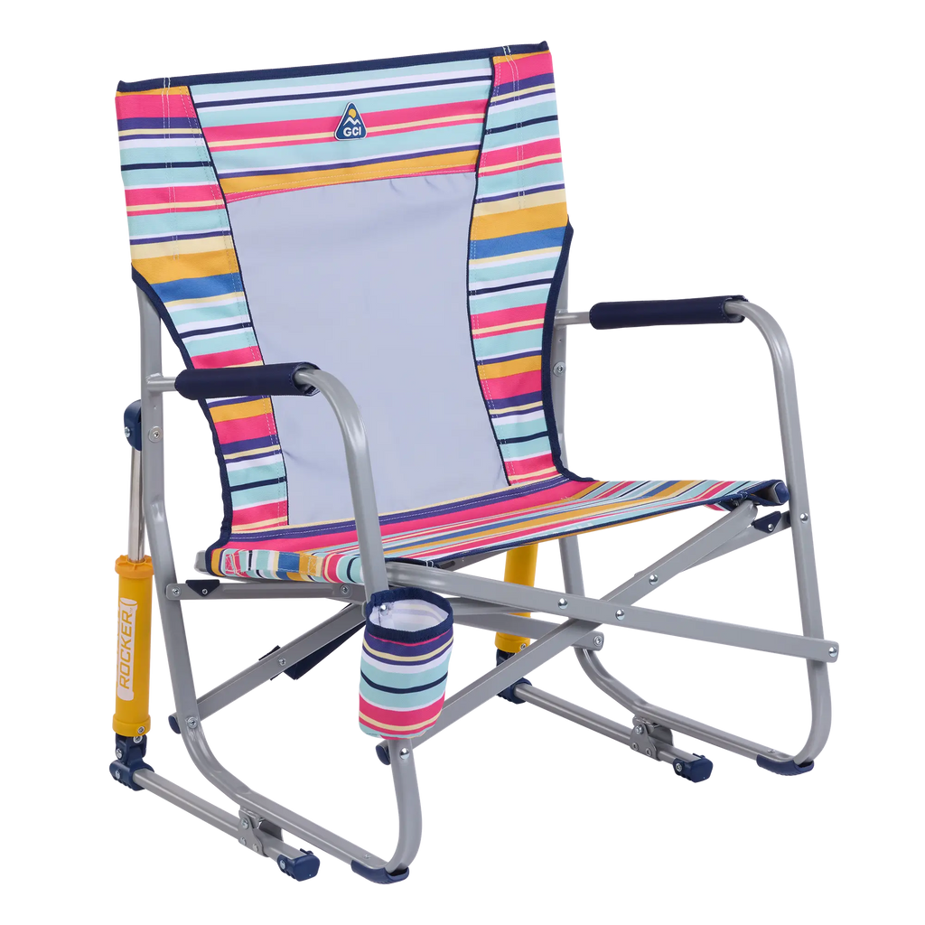 Smooth Motion Beach Rocker - Choice 712 - Patented Spring-Action Rocking Chair for Camping - Multi Stripe
