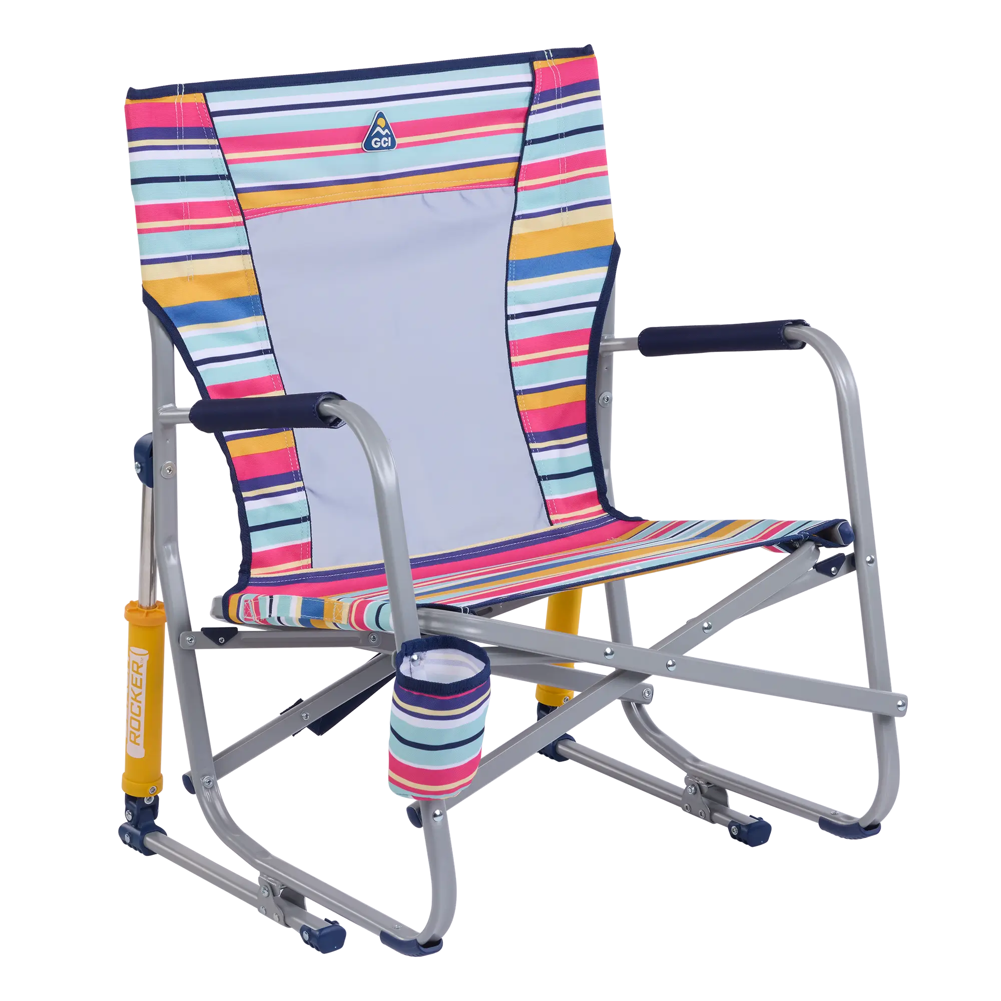 Smooth Motion Beach Rocker - Choice 712 - Patented Spring-Action Rocking Chair for Camping - Multi Stripe